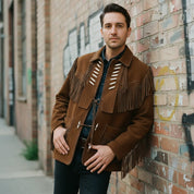 Men's Brown Fringed Suede Jacket