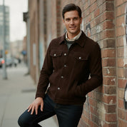 Men's Brown Suede Trucker Jacket