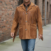 Men's Tan Fringed Suede Jacket