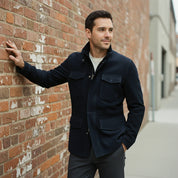 Men's Navy Suede Field Jacket