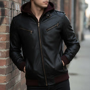 Men's Black Leather Biker Jacket