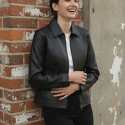 Women's Black Leather Blazer Jacket — Penrose
