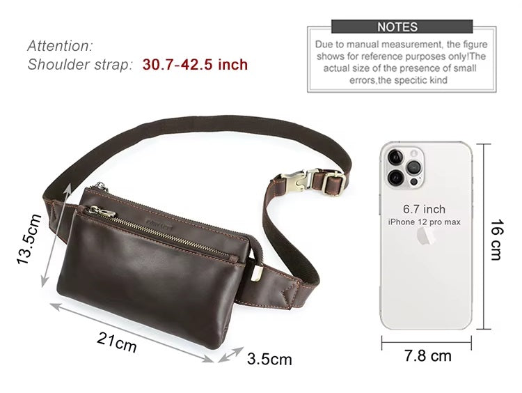 Men's Slim Fanny Pack - Full Grain Leather Waist Bag
