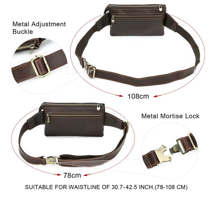 Men's Slim Fanny Pack - Full Grain Leather Waist Bag