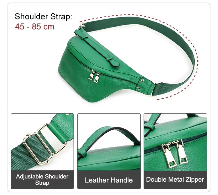 Women's Green Pebbled Leather Waist Bag — Granby