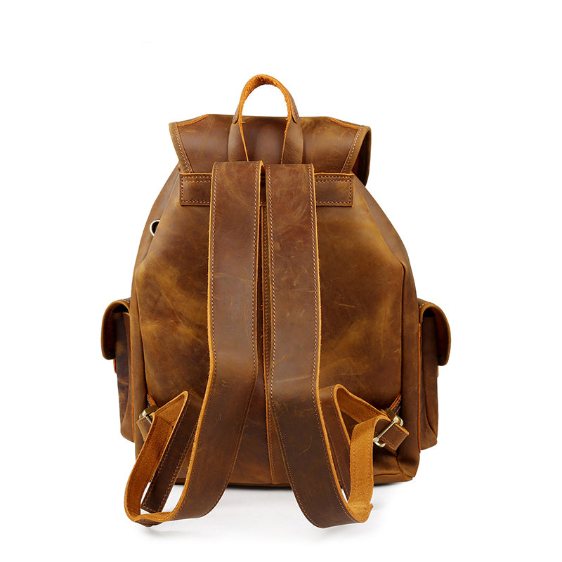 Men's Brown Distressed Leather Backpack — Forshaw