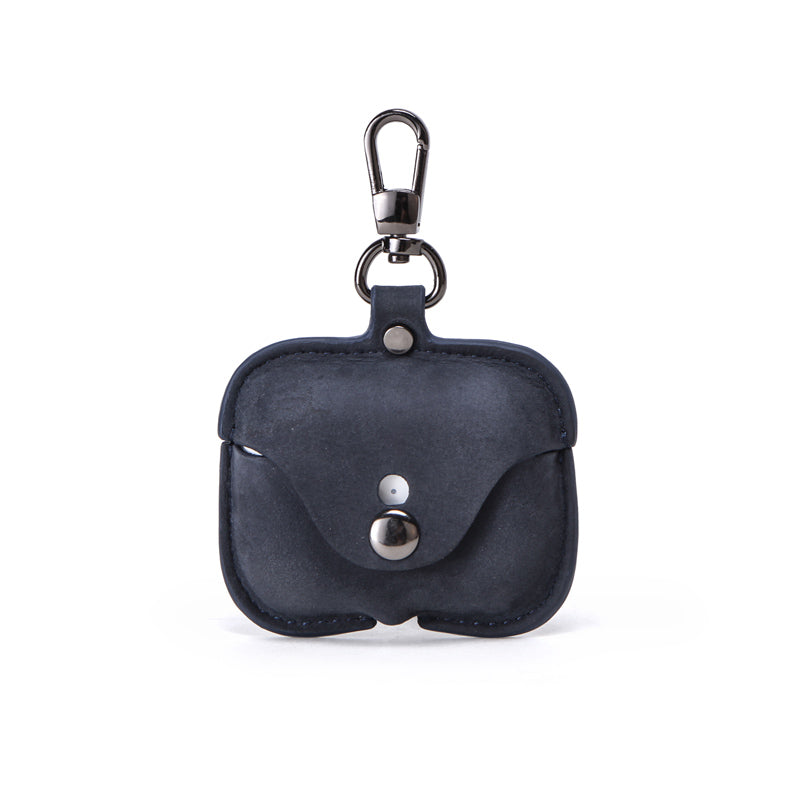 Leather AirPods Earphone Wireless Charging Protective Case With Keychain