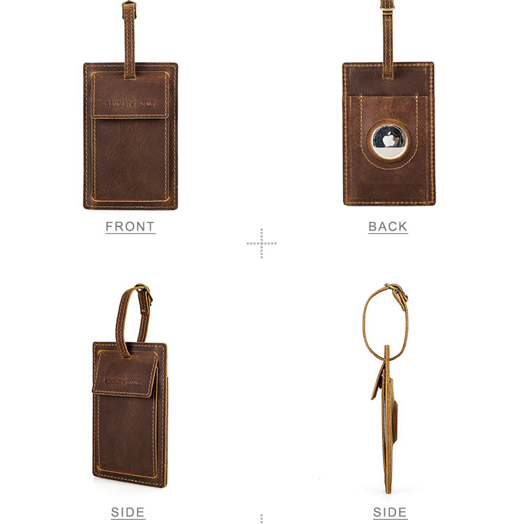 Leather Luggage Tag with AirTag Pocket
