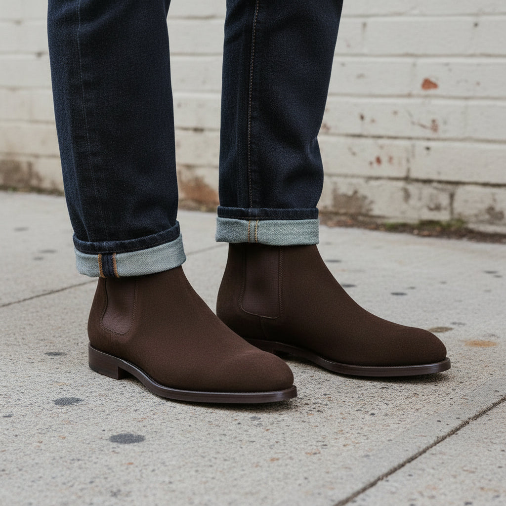 Handmade Suede Chelsea Ankle Boots