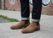 Handcrafted Tan Suede Chelsea Boots