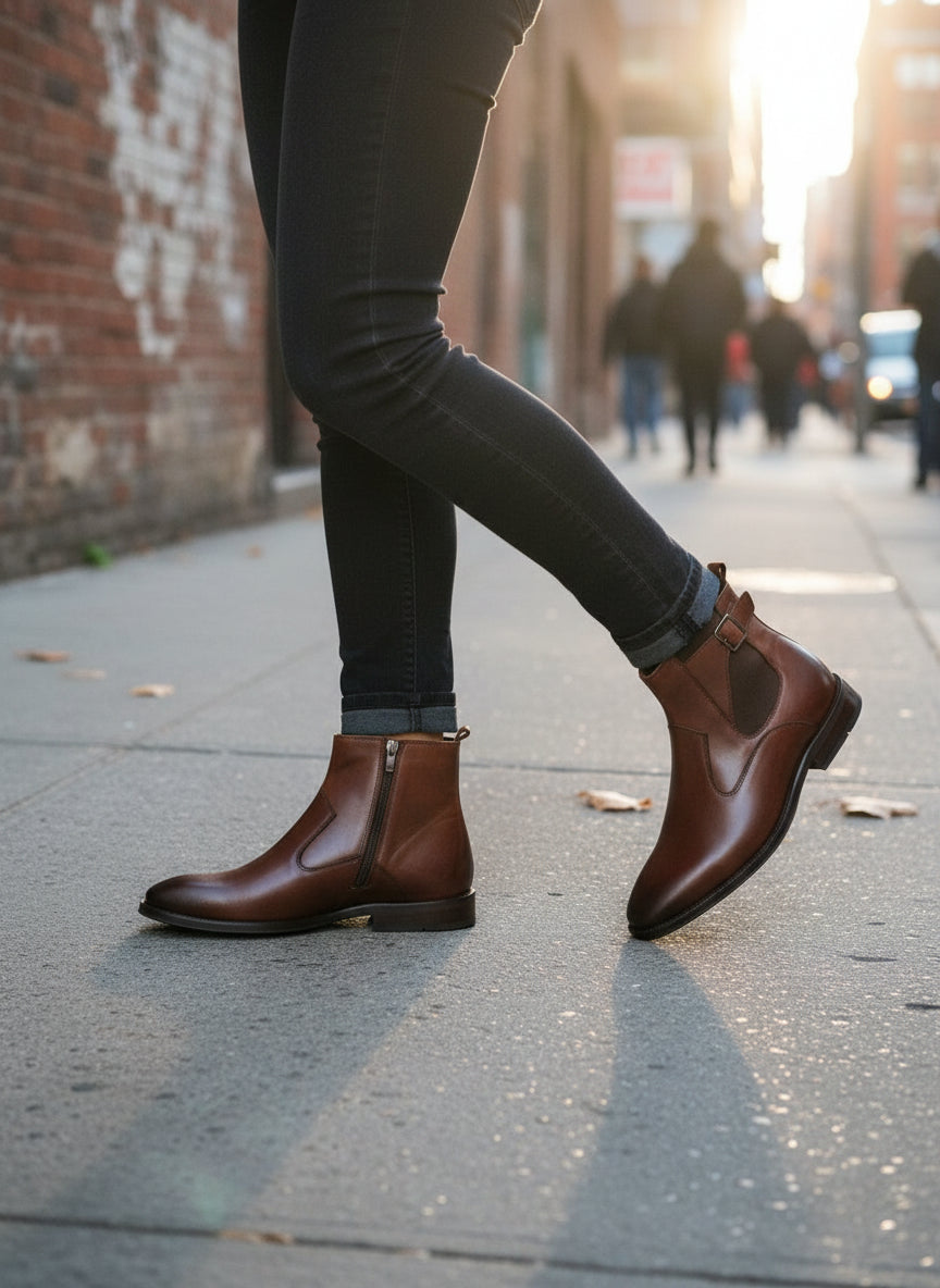 Handmade Leather Side Zip Chelsea Boots