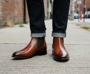 Handmade Men's Brown Leather Chelsea Boots