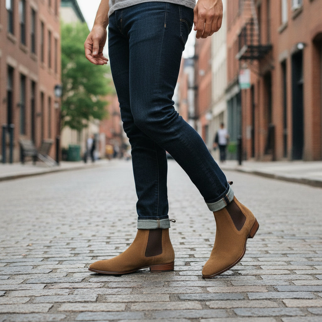 Handcrafted Brown Suede Chelsea Boots