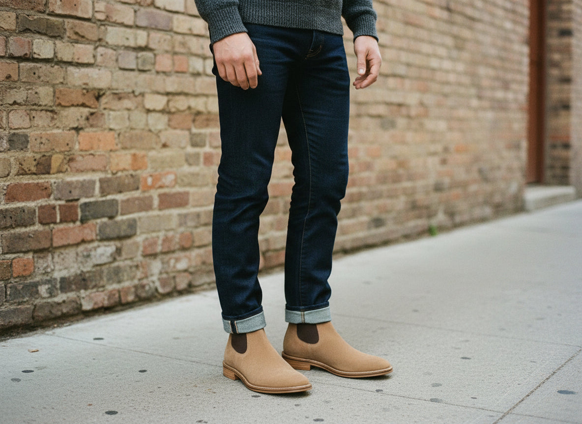 Handmade Men's Full Grain Suede Chelsea Boots