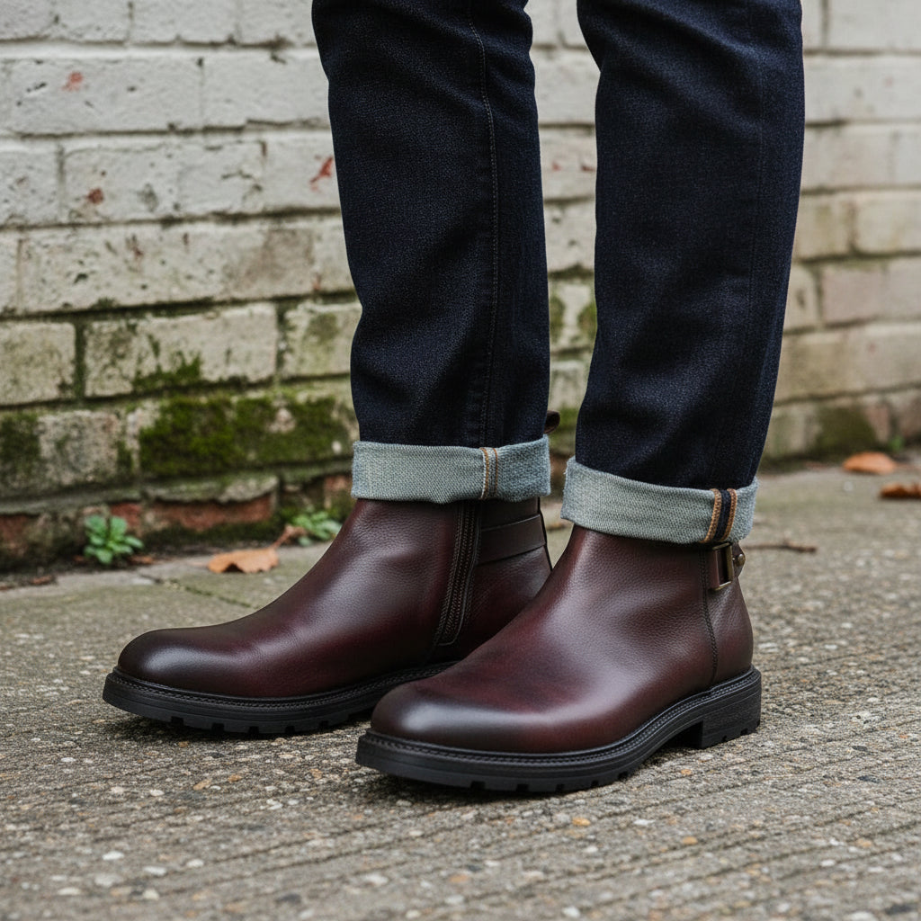Men's Rugged Chelsea Boots in Handmade Cow Leather