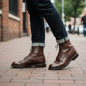 Handcrafted Men's Wingtip Brogue Lace-Up Boot