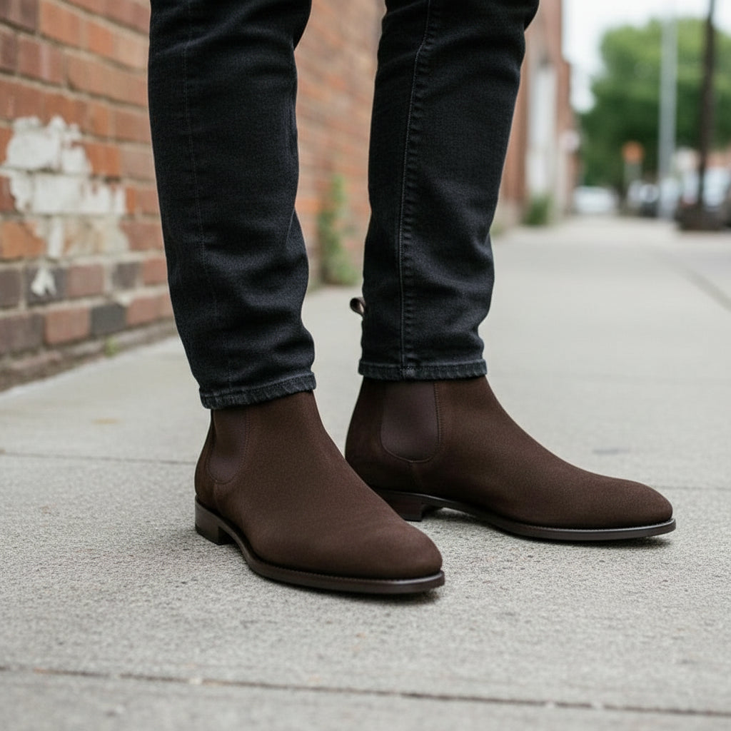 Men's Brown Suede Ankle Chelsea Boots