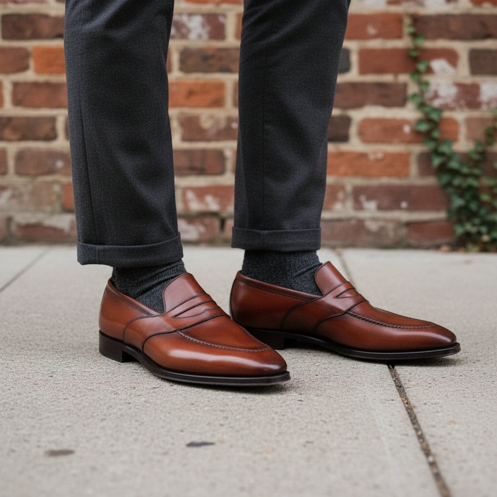 Handmade Moccasin Formal Slip On Full Grain Leather Men's Dress Shoes
