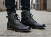 Handcrafted Men's Black Leather Boots