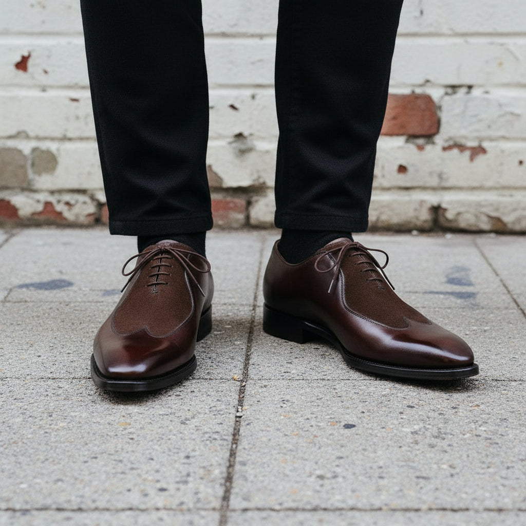 Handmade Men Two Tone Shoes, Wing Tip Shoes, Dress Shoes, Mens Shoes