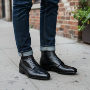 Handcrafted Men's Black Leather Ankle Boots