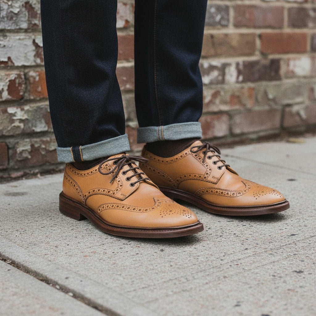 Men's Handmade Wingtip Brogue Dress Shoes, Goody Ear Welted