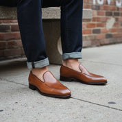 Men's Handmade Tan Leather Moccasins for Formal Wear