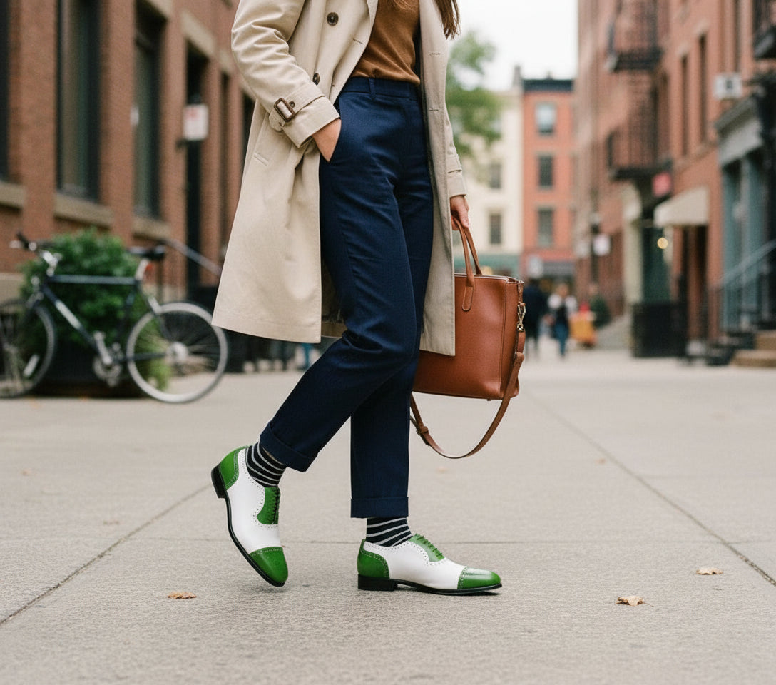 Men Two Tone Formal Shoes, Green and White Dress Shoes, Party Shoes US 16 / Green/White / D - Standard Men Two Tone Formal Shoes, Green and White Dress Shoes, Party Shoes US 16 / Green/White / D - Standard