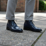 Handmade Men's Navy Blue Chukka Ankle Boots