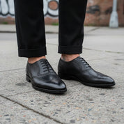Men's Black Wingtip Formal Shoes - Handmade Leather Dress Shoes