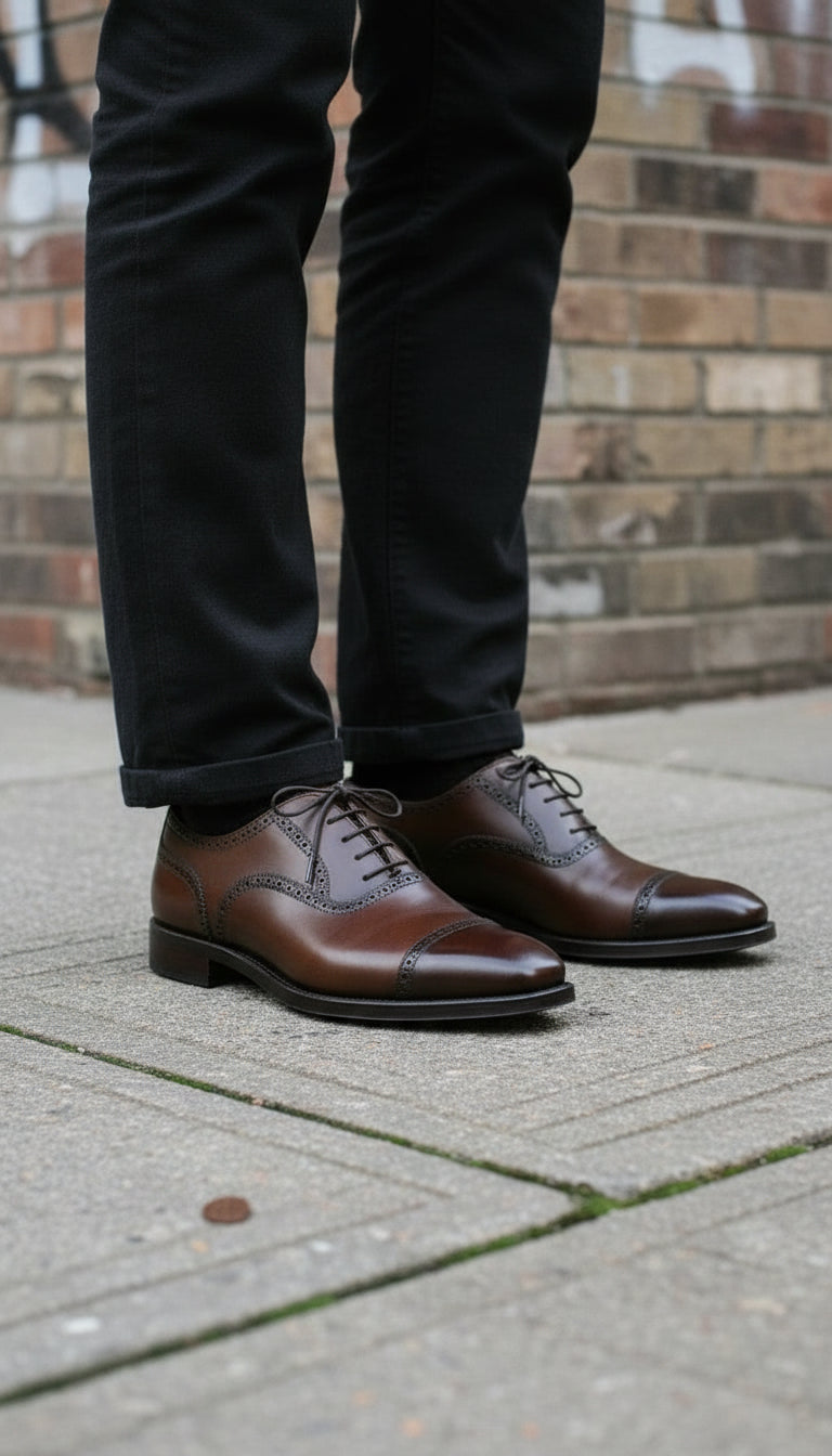Handmade Mens Brogue, Lace Up Dress Shoes, Men Brown Leather Office Shoes
