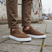 Men's Brown Suede Slip-On Sneakers