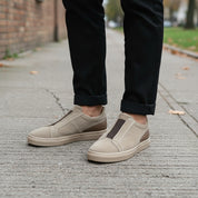 Men's Tan Suede Slip-On Sneakers
