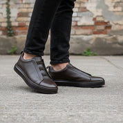 Men's Dark Brown Leather Loafer-Sneaker