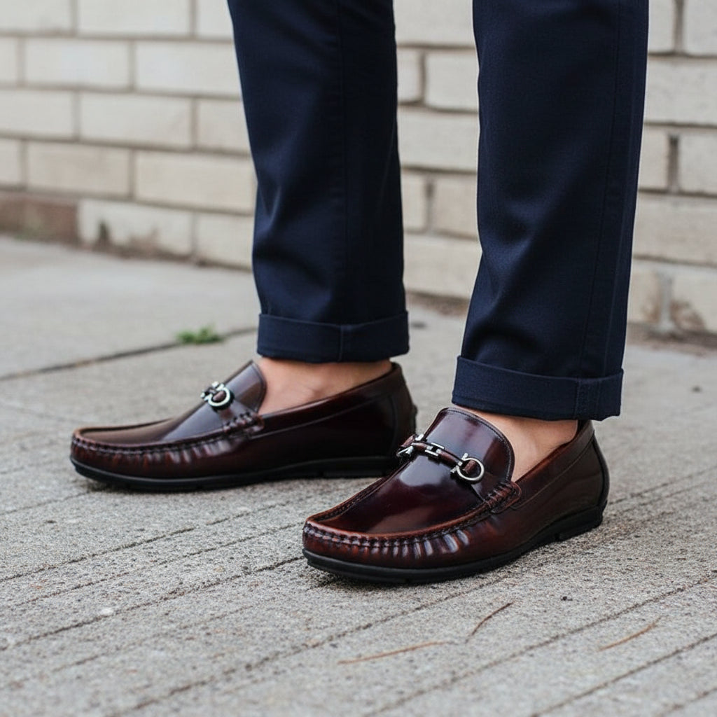 Handmade Men's Cow Leather Bit Loafers