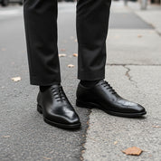 Men's Handcrafted Black Leather Brogue Dress Shoes