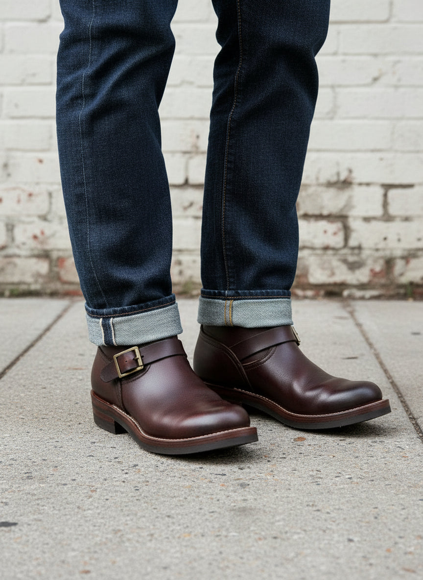Handcrafted Maroon Leather Work Boots for Men