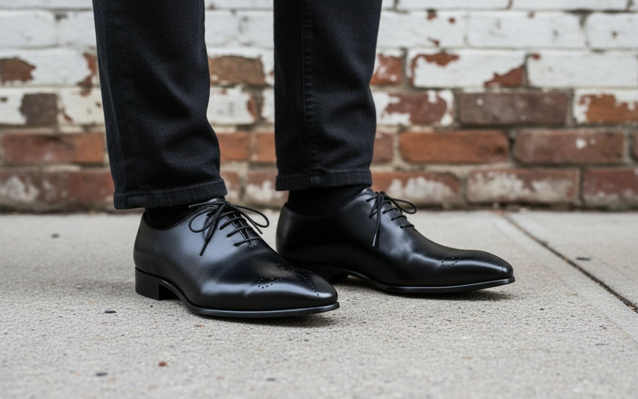 Men's Handcrafted Black Brogue Dress Shoes