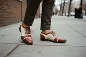 Handcrafted Men's Two-tone Leather Brogue Shoes