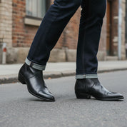 Men's Handmade Black Leather Side Zipper Ankle Boots
