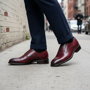 Men's Elegant Burgundy Leather Brogue Dress Shoes
