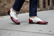 Handmade Men Two Tone Formal Shoes, Spectator Shoes Wing Tip Shoes