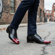Men's Handmade Black and Red Spectator  Dress Shoes