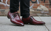 Handmade Men Derby Shoes, Burgundy Color Dress Shoes, Formal Shoes
