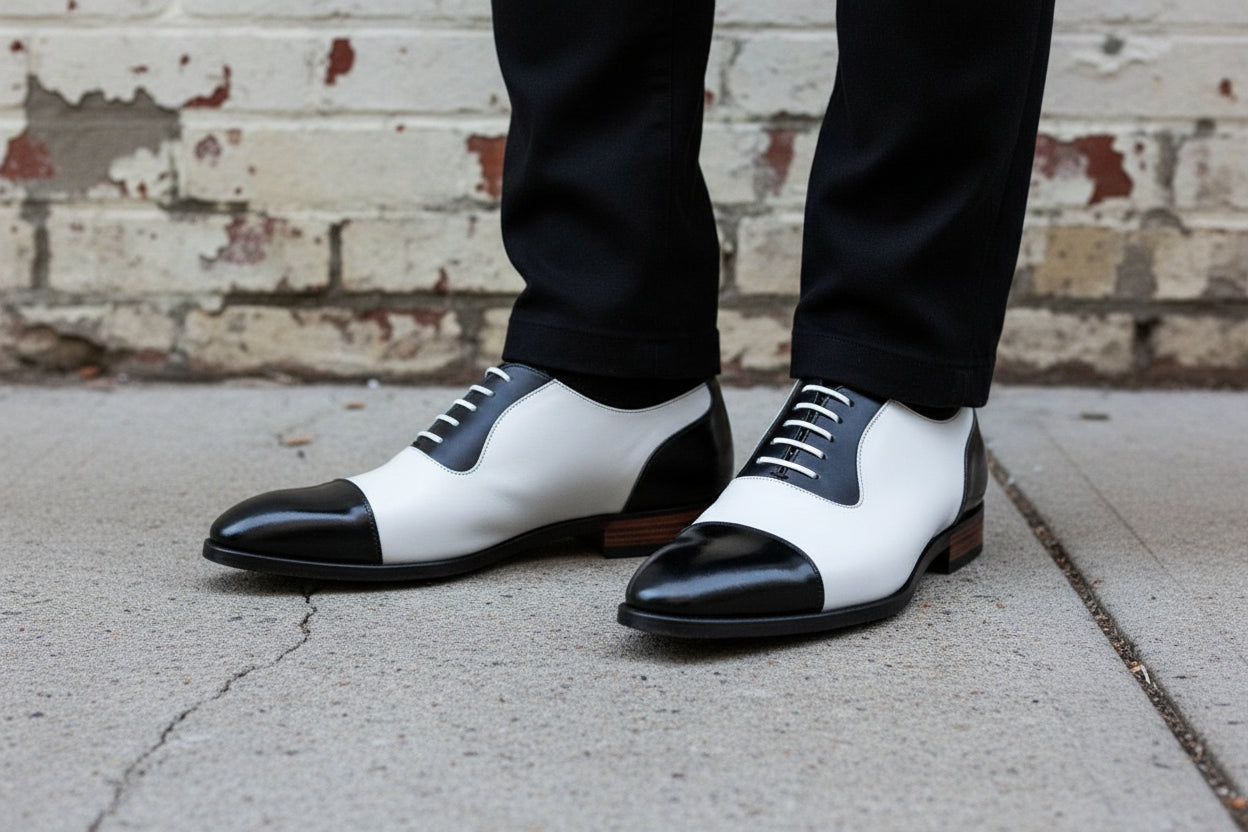 Men's Black and White Spectator Dress Shoes