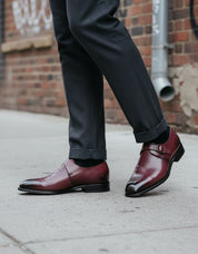 Men's Maroon Monk Dress Shoes - Handmade Leather Formal Footwear
