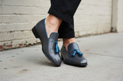 Handmade Men Shoes Mens Black Tassels Leather Shoes Dress Leather Shoes