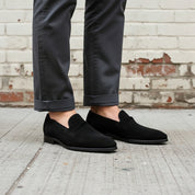 Handmade Men's Black Suede Moccasins, Men Black Suede Dress Shoes