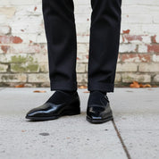 Handmade Men's Black Leather and Suede Formal Monk Shoes