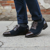 Men's Handmade Two-tone Leather and Suede Oxfords